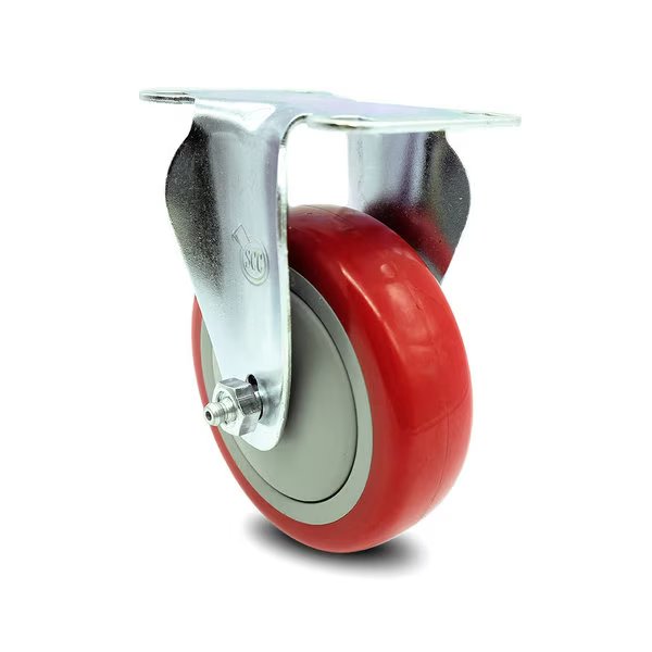 4 Inch Red Polyurethane Wheel Rigid Top Plate Caster, Service Caster, Mfr#: SCC-20R414-PPUB-RED